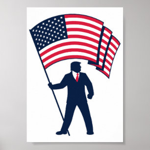 Poster Le président Trump porte le drapeau des États-Unis