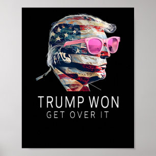 Poster Le président Trump rose drôle avec le drapeau amér