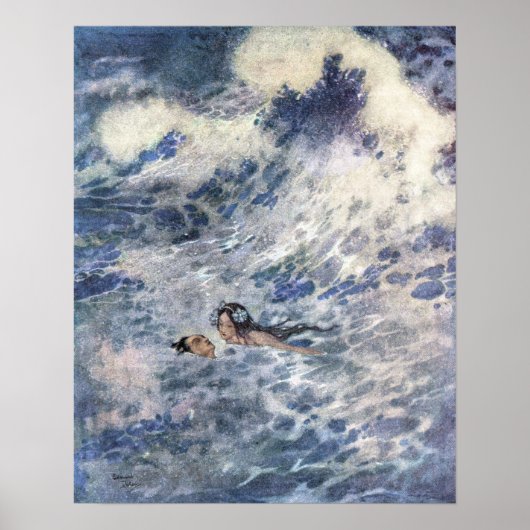 Poster Le prince et la sirène par Edmund Dulac (Devant)