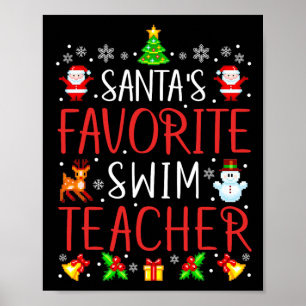 Poster Le professeur de natation préféré du Père Noël Xma