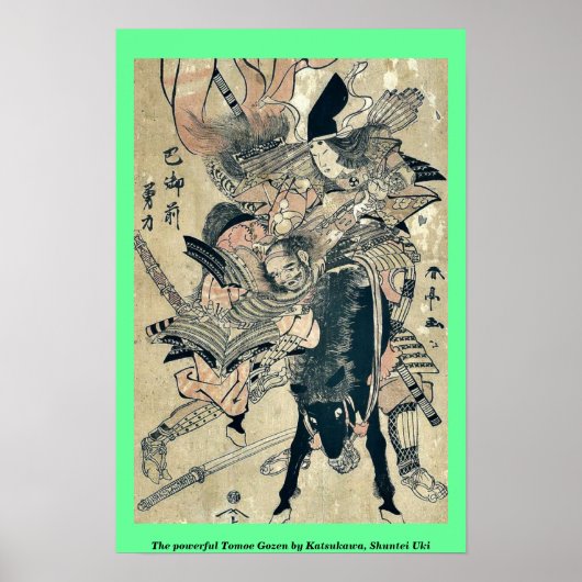 Poster Le puissant Tomoe Gozen de Katsukawa, Shuntei Uki (Devant)