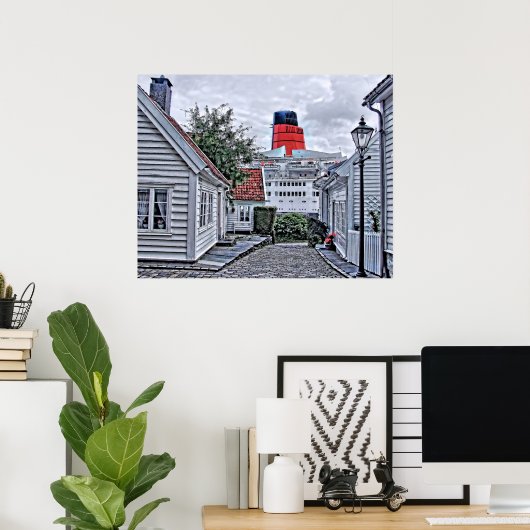 Poster Le QE2 à Stavanger (Bureau à domicile)