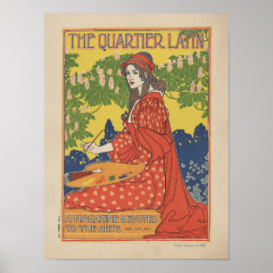 Poster Le Quartier Latin 1890 Magazine Vintage