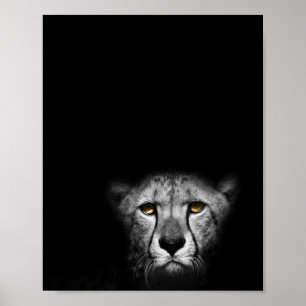 Poster Le regard, Leopard, photo noir et blanc