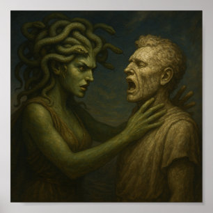 Poster Le regard qui finit - la méduse transforme l'homme