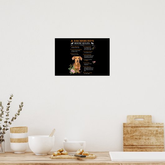 Poster Le règlement de la maison d'un Dachshund (Cuisine)