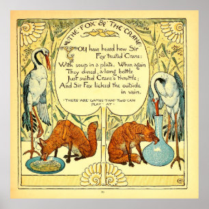 Poster Le renard et la grue Walter Crane