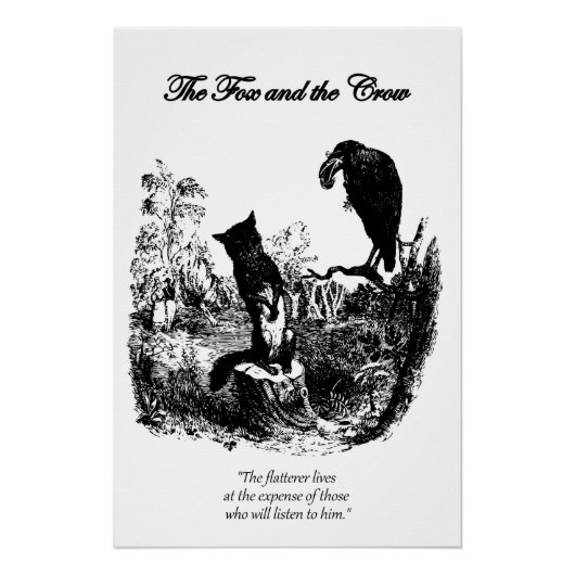 Poster Le renard et le corbeau - La fable d'Aesop (Devant)