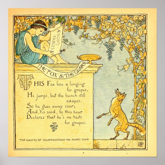 Poster Le renard et les raisins 1887 Walter Crane (Devant)