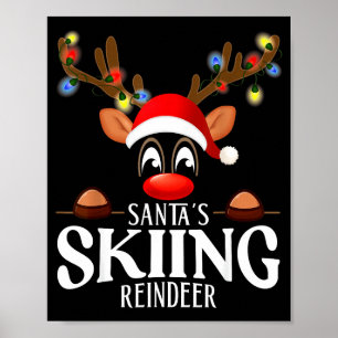 Poster Le renne skieur du Père Noël drôle de Noël pyjama