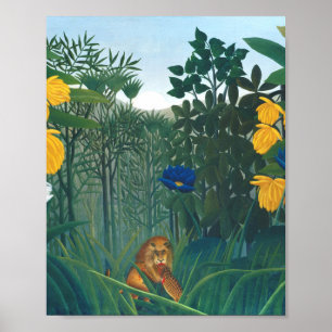Poster Le Repostage Du Lion 1907 Par Henri Rousseau