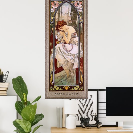 Poster Le reste de la nuit par Alphonse Mucha (Bureau à domicile)