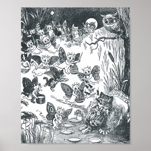 Poster Le rêve de Kitty de Fairyland, Louis Wain (Devant)