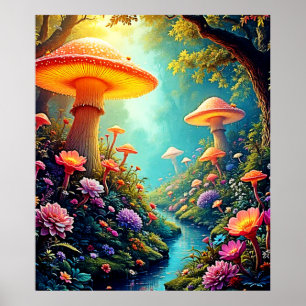 Poster Le rêve enchanté de la forêt de champignons