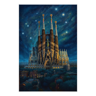 Poster Le rêve étoilé de Gaudi   Barcelone Sagrada Famili