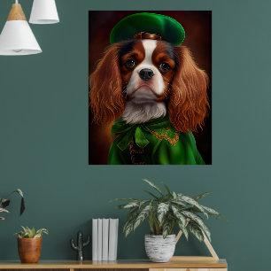 Poster Le roi Cavalier Charles Spaniel à la Saint Patrick