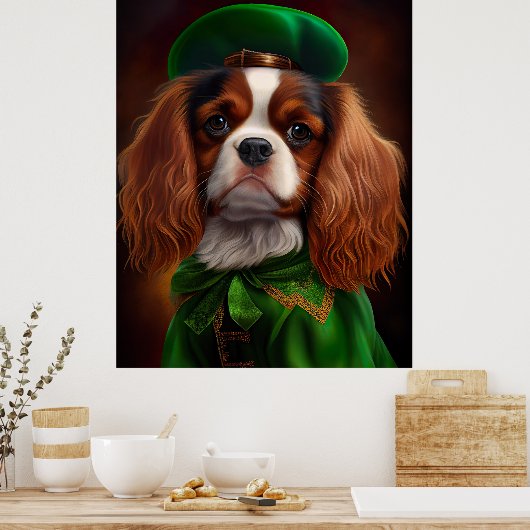 Poster Le roi Cavalier Charles Spaniel à la Saint Patrick (Cuisine)