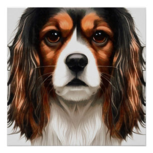 Poster Le roi Charles Cavalier Spaniel Portrait pour anim