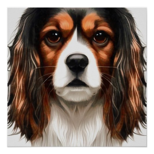 Poster Le roi Charles Cavalier Spaniel Portrait pour anim (Devant)
