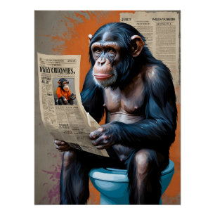 Poster Le roi Chimpanzé dans un style pop art vibrant" -