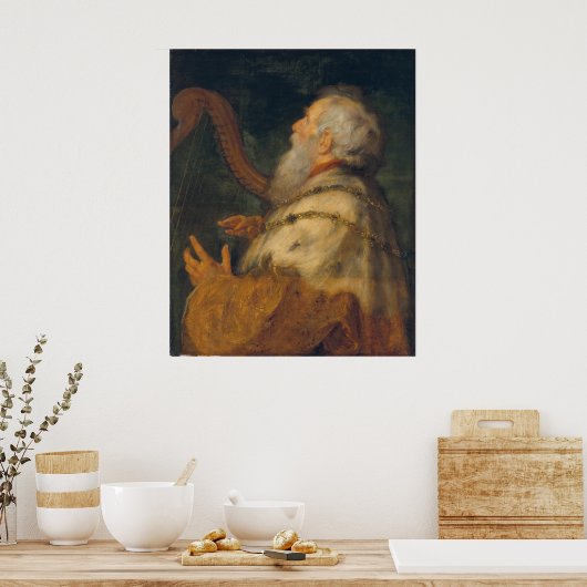 Poster Le roi David Jouer de la harpe (Cuisine)