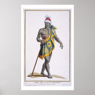 Poster Le roi de Floride, 1780 (gravure colorée)
