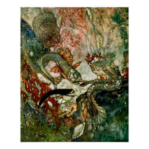 Poster "Le roi de la sirène" par Edmund Dulac