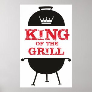 Poster Le Roi Du Grill, Blanc Noir Couronne Rouge