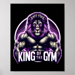 Poster Le Roi Du Gym Lion Flexing Muscules Bodybuilding