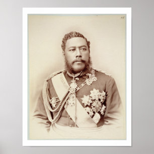 Poster Le roi Kalakaua (1836-1891), fin c19e (photo sépia