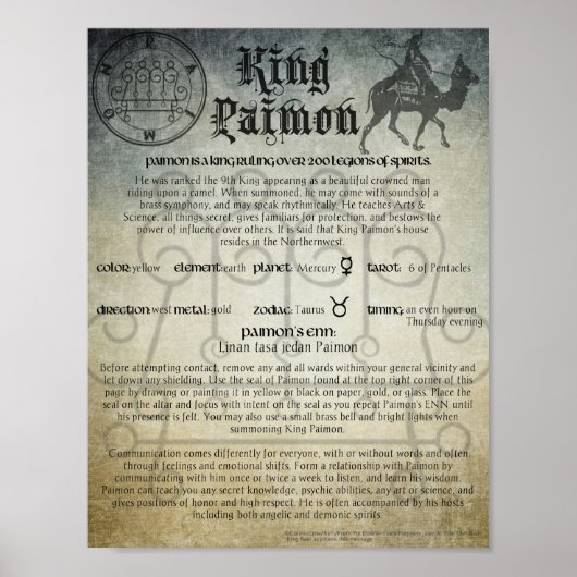 Poster Le roi Paimon Goetia démonique (Devant)