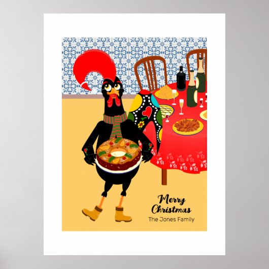 Poster Le Rooster Portugais aime le gâteau du roi (Devant)