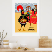 Poster Le Rooster Portugais aime le gâteau du roi (Cuisine)