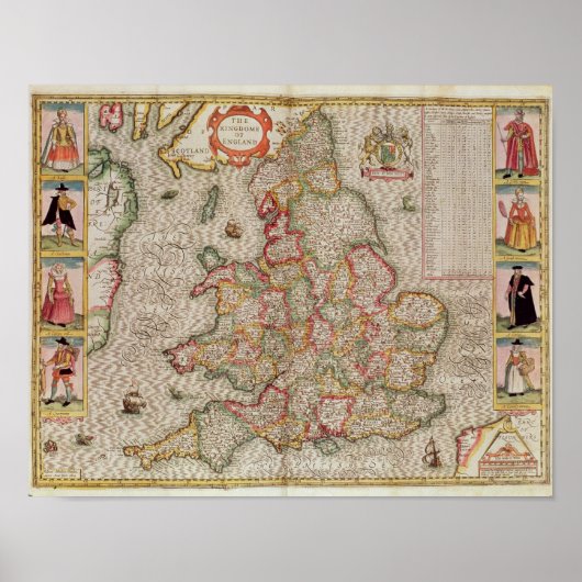 Poster Le royaume d'Angleterre, gravé par Jodocus (Devant)