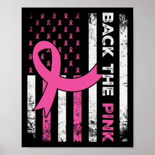 Poster Le ruban rose American Drapeau Prix du cancer du s