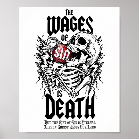 Poster Le Salaire Du Péché Est La Mort Squelette (Devant)