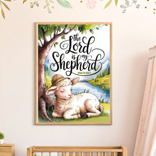 Poster Le Seigneur est mon berger Christian Nursery Wall