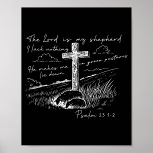 Poster Le Seigneur Est Mon Berger Psaume 23 Croix Prairie