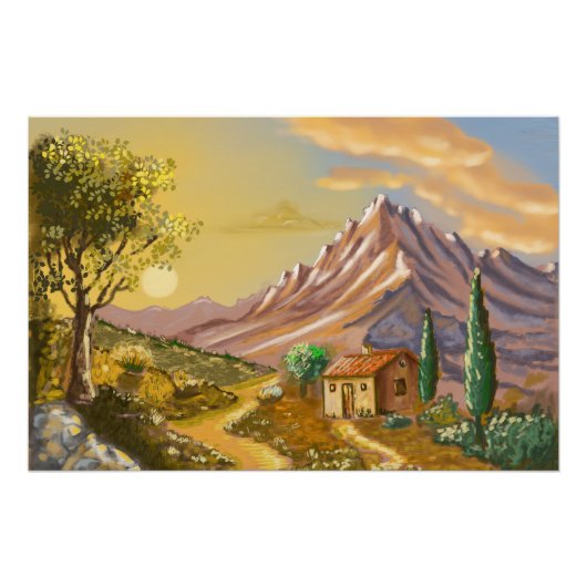 Poster Le sentier du cabanon en montagne. (Devant)