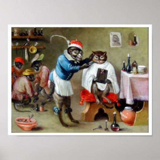 Poster Le singe barbier (Devant)