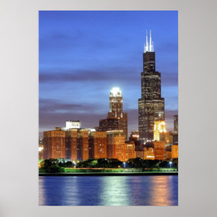 Poster Le skyline de Chicago du Planétarium Adler