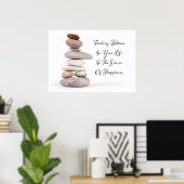 Poster Le slogan de l'équilibre de la vie en pierres zen (Bureau à domicile)