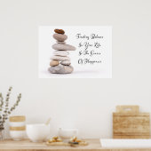 Poster Le slogan de l'équilibre de la vie en pierres zen (Cuisine)