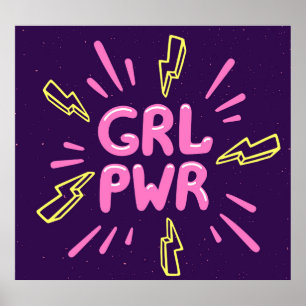 Poster Le slogan féministe "Girl power", arrière - plan v