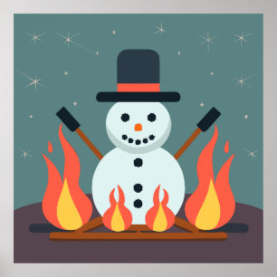 Poster Le Snowman au camping