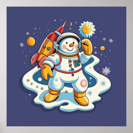 Poster Le Snowman est un astronaute à Noël (Devant)