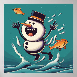 Poster Le Snowman nage