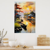 Poster Le soir paisible du village de pêcheurs (Cuisine)