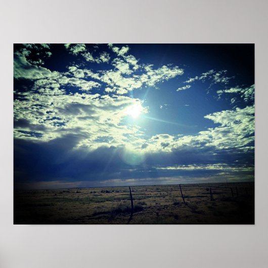 Poster Le soleil au-dessus de la prairie (Devant)