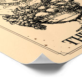 Poster Le soleil stylisé gravé fruits abondants Le Vegan (Coin)